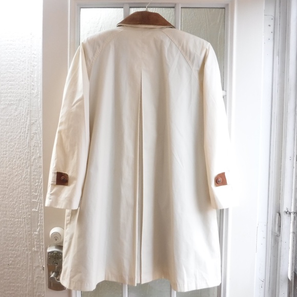 Braefair Brown Leather Trim&Detachable Lining&Collar Ivory Duffle Coat - Picture 3 of 11